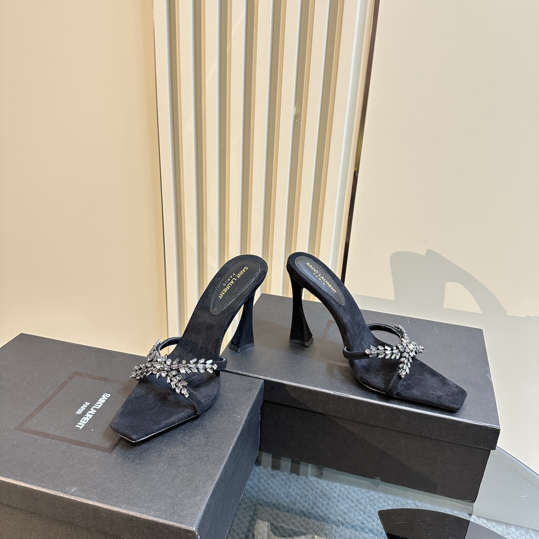 YSL 25ss/Spring and Summer New Runway Style Large Rhinestone High Heels Heel Height: 10.5cm Sandals Size: 35-39 (40 can be customized and not returned)